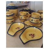 Yellow and Blue Floral Ceramic Dish Set