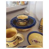 Yellow and Blue Floral Ceramic Dish Set