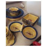 Yellow and Blue Floral Ceramic Dish Set