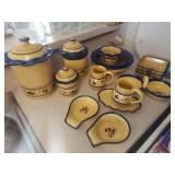Yellow and Blue Floral Ceramic Dish Set