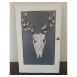 Decorated Animal Skull Wall Art in White Frame