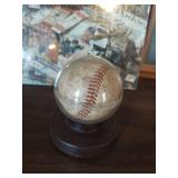 Baseball Memorabilia Collection with Framed Art and Display Ball