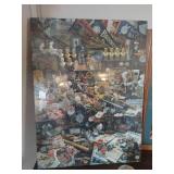 Baseball Memorabilia Collection with Framed Art and Display Ball