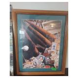 Baseball Memorabilia Collection with Framed Art and Display Ball