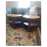 Art Deco Style Half Round Two-Tier Side Tables