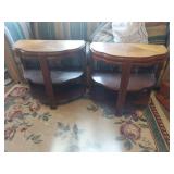 Art Deco Style Half Round Two-Tier Side Tables
