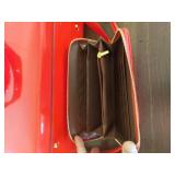 Red Patent Leather Handbag and Wallet with Gold Hardware