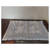 Handmade Filet Crochet Cotton throw with Blue Backing