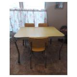 1950s Chrome and Formica Kitchen Table Set with 3 Chairs