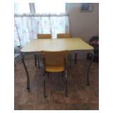 1950s Chrome and Formica Kitchen Table Set with 3 Chairs