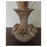 Clay Vase with Elephant Head Design