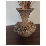 Clay Vase with Elephant Head Design