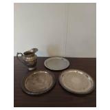 Silverplate Pitcher and Platters