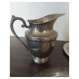 Silverplate Pitcher and Platters