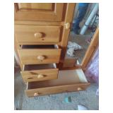 Pine Wood Armoire with Mirror