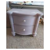 Lilac Nightstand with Paisley Stencil Design