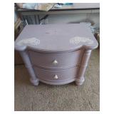 Lilac Nightstand with Paisley Stencil Design