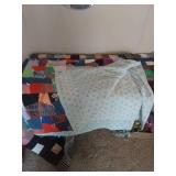 Handmade Patchwork Quilt Top and Tied Quilt
