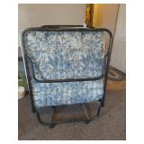 Folding Metal Frame Guest Bed with Blue Floral Mattress