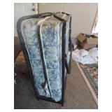 Folding Metal Frame Guest Bed with Blue Floral Mattress