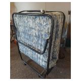 Folding Metal Frame Guest Bed with Blue Floral Mattress