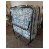 Folding Metal Frame Guest Bed with Blue Floral Mattress