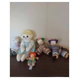 Collection of Handmade Rag Dolls and Clown