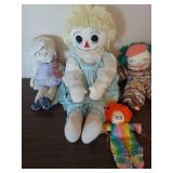 Collection of Handmade Rag Dolls and Clown