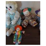 Collection of Handmade Rag Dolls and Clown
