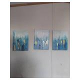 Modern Abstract Blue and Gold Canvas Art Set