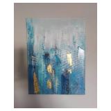 Modern Abstract Blue and Gold Canvas Art Set