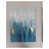 Modern Abstract Blue and Gold Canvas Art Set