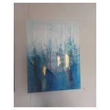 Modern Abstract Blue and Gold Canvas Art Set