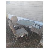 Outdoor Patio Set with Folding Chairs and Table