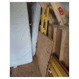 Yellow Wooden Slatted Twin Bunk Bed Frame and Mattresses