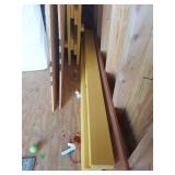 Yellow Wooden Slatted Twin Bunk Bed Frame and Mattresses
