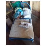 Blue Metal Toddler Bed Frame with Mattress and Bedding