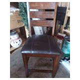 Wood Counter Height Chair with Faux Leather Seat