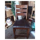 Wood Counter Height Chair with Faux Leather Seat