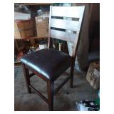 Wood Counter Height Chair with Faux Leather Seat