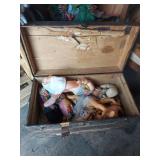 Wood Immigrant Trunk with Dolls