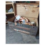 Wood Immigrant Trunk with Dolls