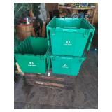 (3) Core-Mark Green Plastic Storage Totes