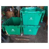 (3) Core-Mark Green Plastic Storage Totes
