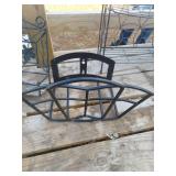 Decorative Metal Plant Stand with Woven Base Shelf and Hose Hanger