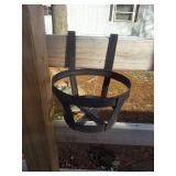 Decorative Metal Plant Stand with Woven Base Shelf and Hose Hanger