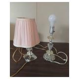 Crystal Glass Boudoir Lamps with Pink Shade