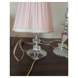 Crystal Glass Boudoir Lamps with Pink Shade
