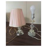 Crystal Glass Boudoir Lamps with Pink Shade