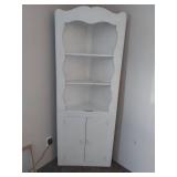 White Corner Cabinet with Scalloped Design